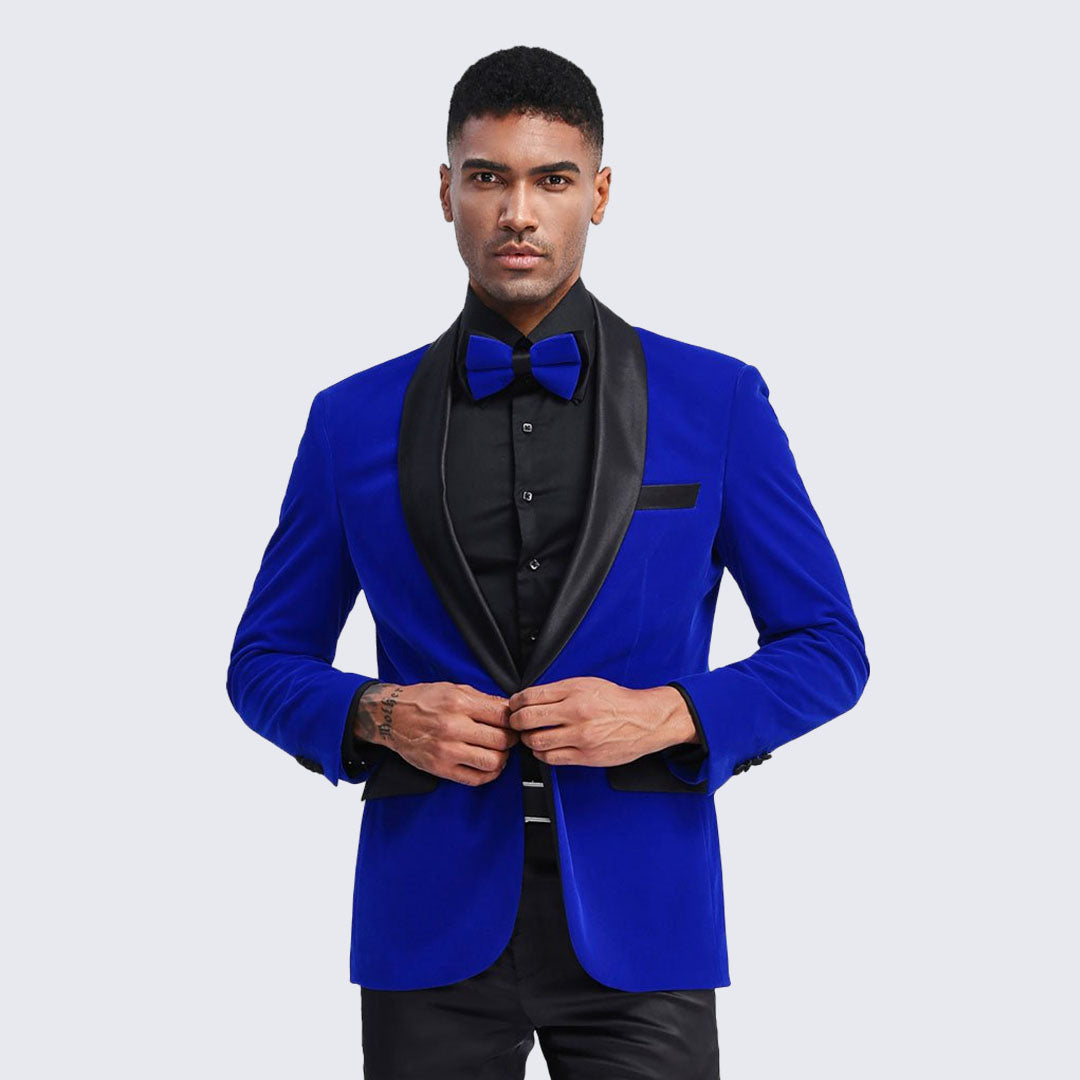 Royal Blue Velvet Tuxedo Jacket with Shawl Lapel – Wedding Prom