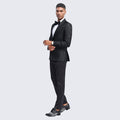 Black Tuxedo Jacket Floral Pattern with Shawl Lapel - Wedding - Prom