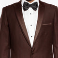 Brown Tuxedo Slim Fit One Button Peak Framed Lapel