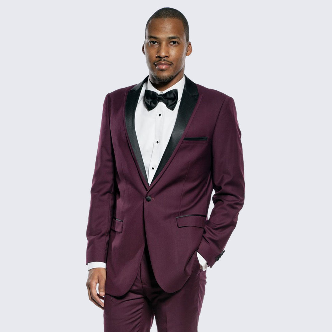 Velvet burgundy tuxedo jacket | Icon Custom Suits