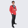Red Double Breasted Slim Fit Tuxedo Black Peak Lapel - Wedding - Prom
