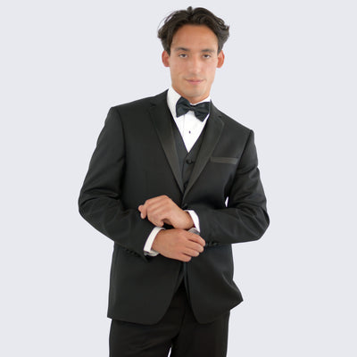 Black Tuxedo Slim Fit with Notch Lapel - Wedding - Prom