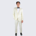 Ivory Slim Fit Tuxedo One Button Peak Framed Lapel - Wedding - Prom