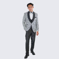 Silver Tuxedo with Textured Design Four Piece Set
