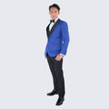 Blue Tuxedo with Black Shawl Lapel Slim Fit One Button - Wedding - Prom