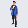 Blue Tuxedo with Black Shawl Lapel Slim Fit One Button