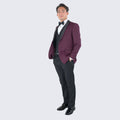 Burgundy Tuxedo with Black Shawl Lapel Slim Fit One Button
