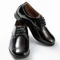 Boys Dress Shoes Black Round Toe Patent Leather Tuxedo Shoes for Toddler Children Kids