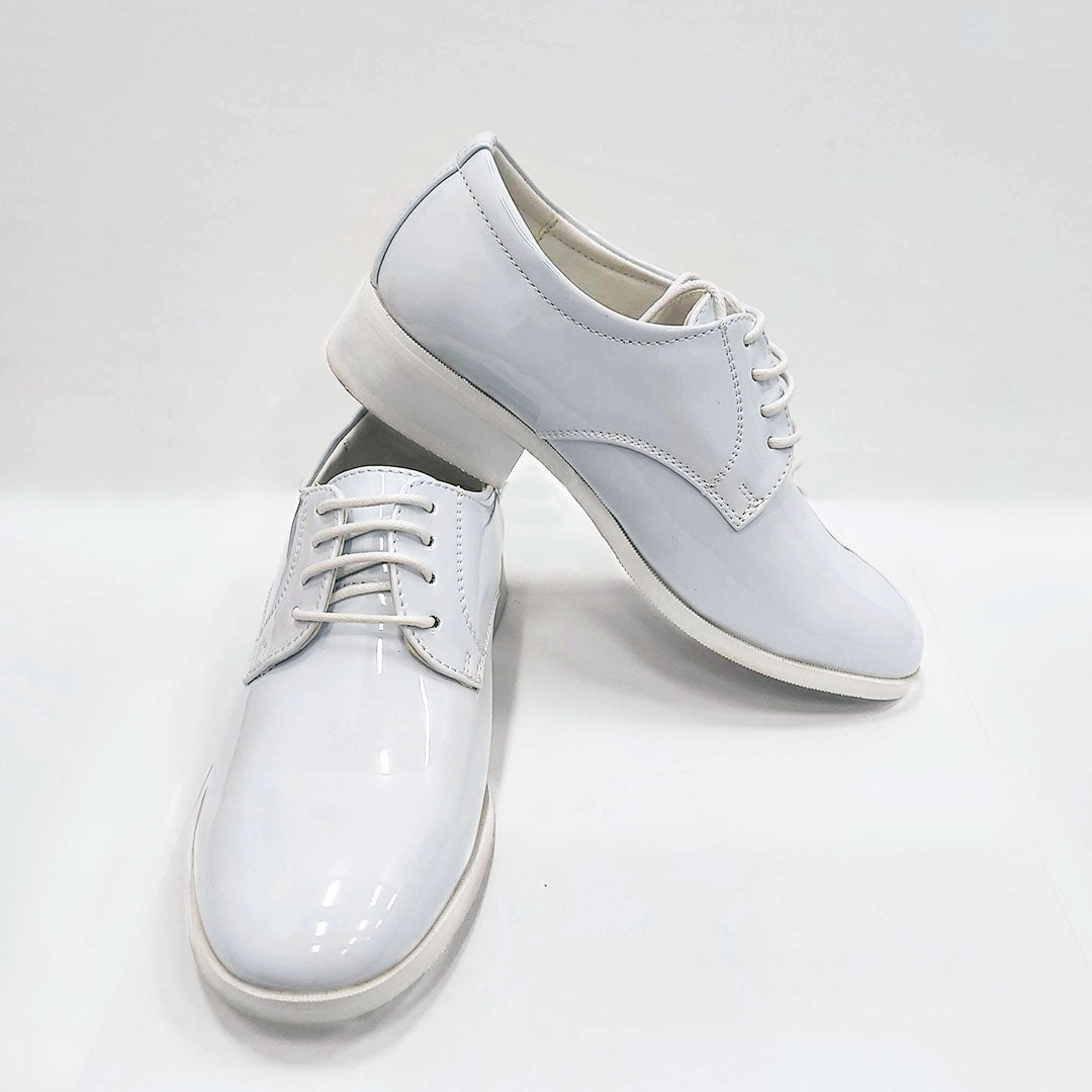 Boys White Dress Shoes Patent Leather Tuxedo Shoes Narrow Square Toe