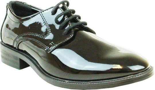 Boys Dress Shoes Black Patent Leather Tuxedo Shoes Round Toe for Toddler Children Kids